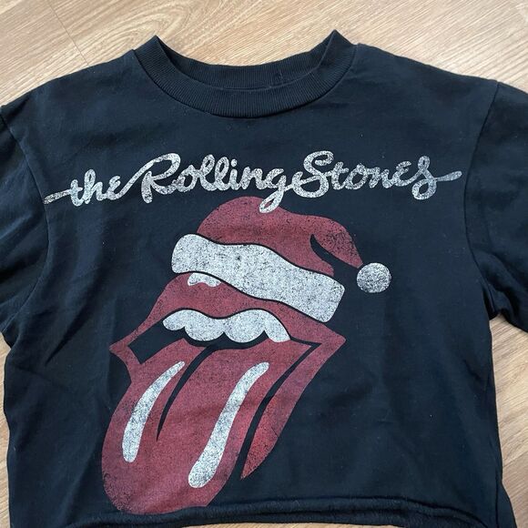 The Rolling Stones Christmas Lightweight Crop Crewneck Sweatshirt Women XS - Picture 5 of 7